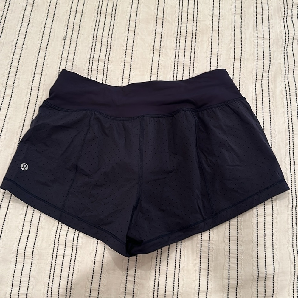 Lululemon navy perforated run shorts